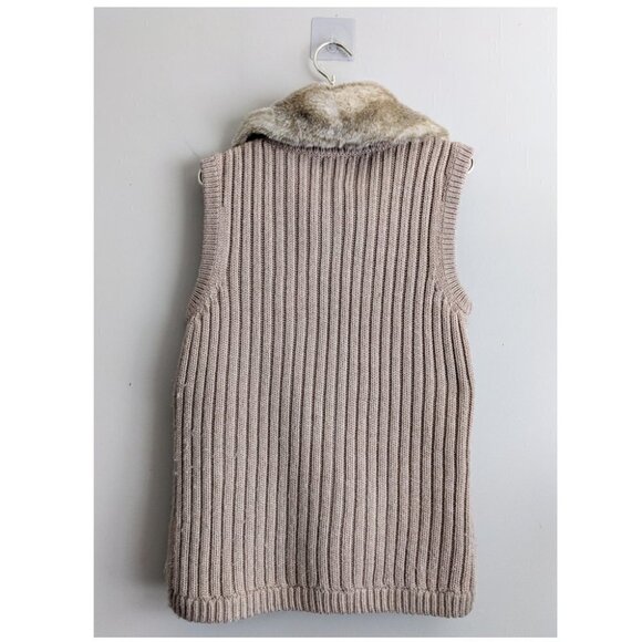 Eivissa Faux Fur Trim cable knit ribbed REVERSIBLE vest - Picture 3 of 9